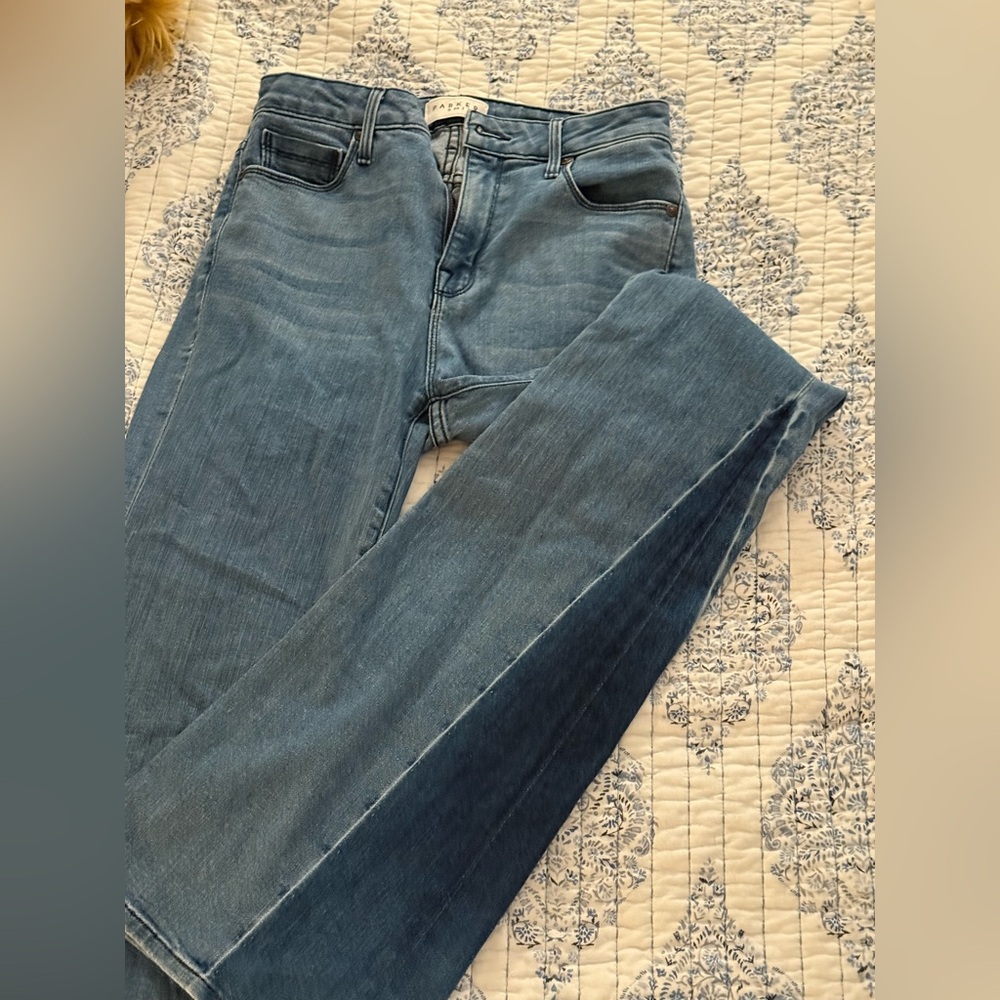 PARKER SMITH Classic Blue Two-tone Flare Jeans - Picture 2 of 5
